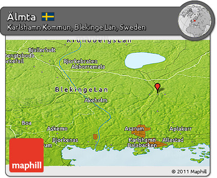 Physical Panoramic Map of Älmta