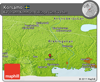 Physical Panoramic Map of Korsamo