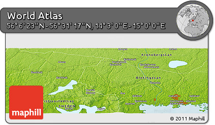Physical Panoramic Map of the Area around 56° 18' 50" N, 14° 31' 30" E