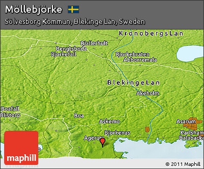 Physical Panoramic Map of Möllebjörke
