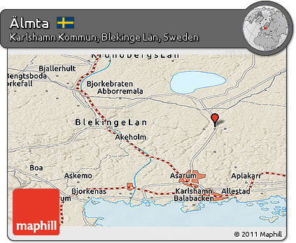 Shaded Relief Panoramic Map of Älmta