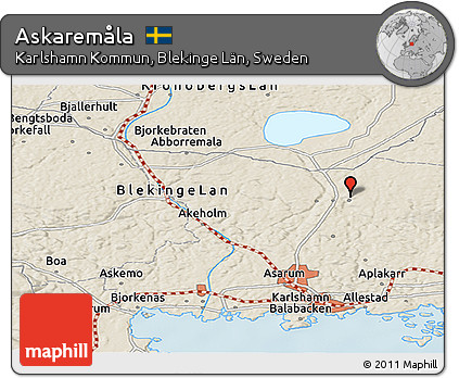 Shaded Relief Panoramic Map of Askaremåla