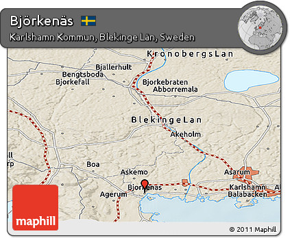 Shaded Relief Panoramic Map of Björkenäs