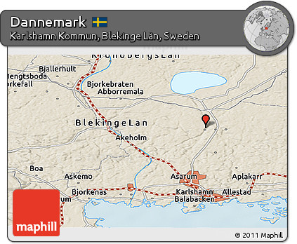Shaded Relief Panoramic Map of Dannemark