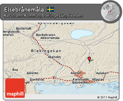 Shaded Relief Panoramic Map of Elsebrånemåla