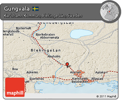Shaded Relief Panoramic Map of Gungvala
