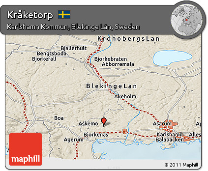 Shaded Relief Panoramic Map of Kråketorp
