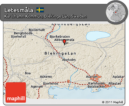 Shaded Relief Panoramic Map of Letesmåla