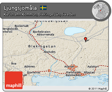 Shaded Relief Panoramic Map of Ljungsjömåla