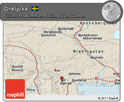 Shaded Relief Panoramic Map of Örelycke