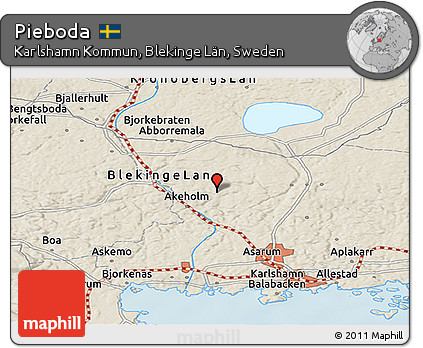 Shaded Relief Panoramic Map of Pieboda