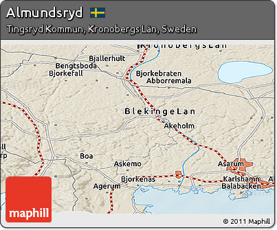 Shaded Relief Panoramic Map of Almundsryd