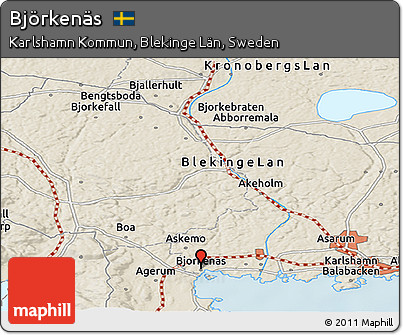 Shaded Relief Panoramic Map of Björkenäs