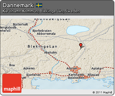 Shaded Relief Panoramic Map of Dannemark