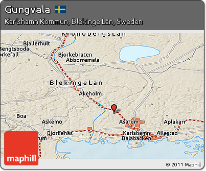 Shaded Relief Panoramic Map of Gungvala