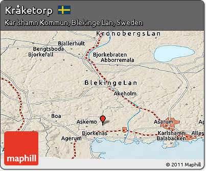 Shaded Relief Panoramic Map of Kråketorp