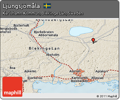 Shaded Relief Panoramic Map of Ljungsjömåla