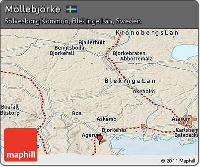 Shaded Relief Panoramic Map of Möllebjörke
