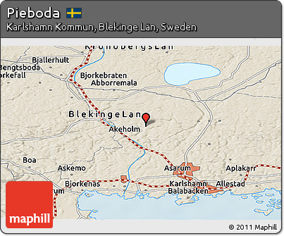 Shaded Relief Panoramic Map of Pieboda
