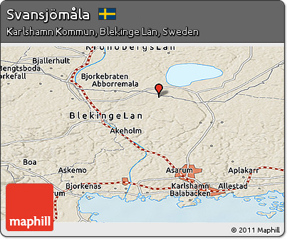 Shaded Relief Panoramic Map of Svansjömåla