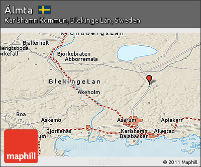 Shaded Relief Panoramic Map of Älmta