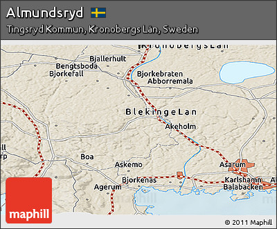 Shaded Relief Panoramic Map of Almundsryd