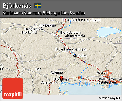 Shaded Relief Panoramic Map of Björkenäs