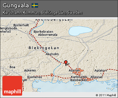 Shaded Relief Panoramic Map of Gungvala