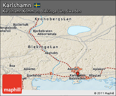 Shaded Relief Panoramic Map of Karlshamn