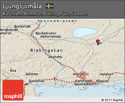 Shaded Relief Panoramic Map of Ljungsjömåla