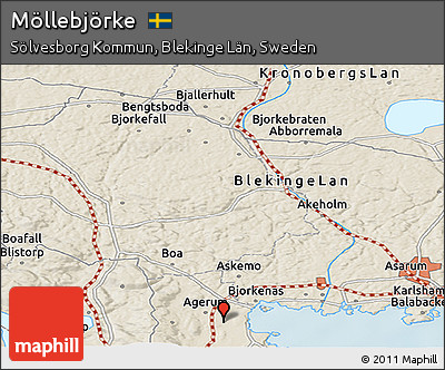Shaded Relief Panoramic Map of Möllebjörke