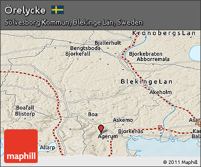 Shaded Relief Panoramic Map of Örelycke