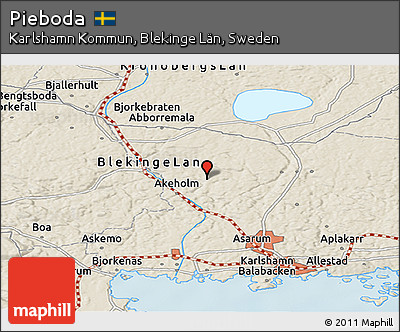 Shaded Relief Panoramic Map of Pieboda