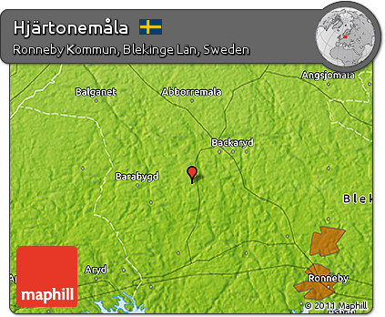 Physical 3D Map of Hjärtonemåla