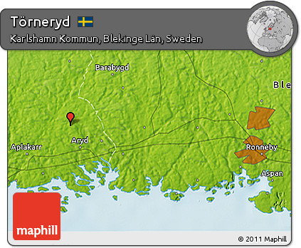 Physical 3D Map of Törneryd