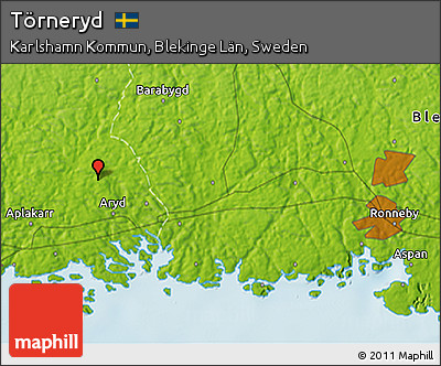 Physical 3D Map of Törneryd