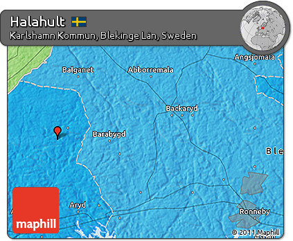 Political 3D Map of Halahult
