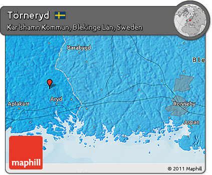 Political 3D Map of Törneryd