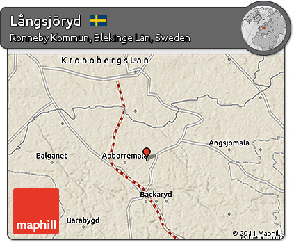Shaded Relief 3D Map of Långsjöryd