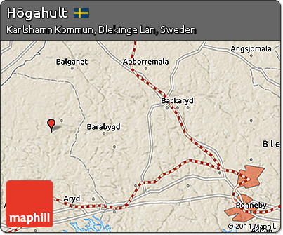 Shaded Relief 3D Map of Högahult