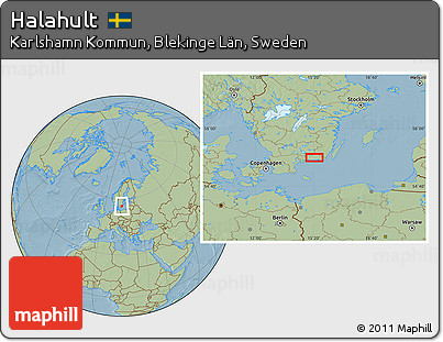 Savanna Style Location Map of Halahult, hill shading