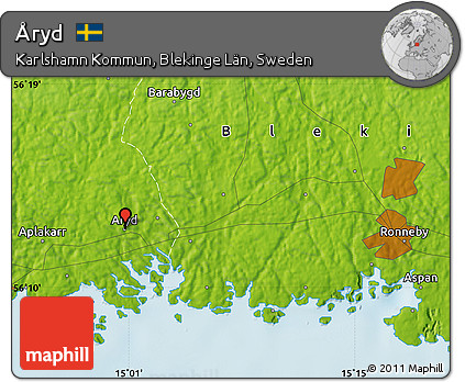 Physical Map of Åryd