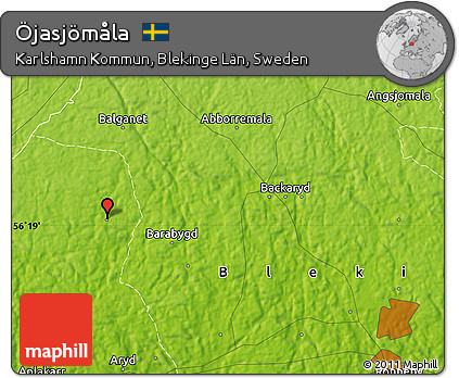 Physical Map of Öjasjömåla
