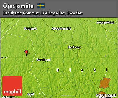 Physical Map of Öjasjömåla