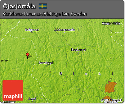 Physical Map of Öjasjömåla
