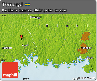 Physical Map of Törneryd