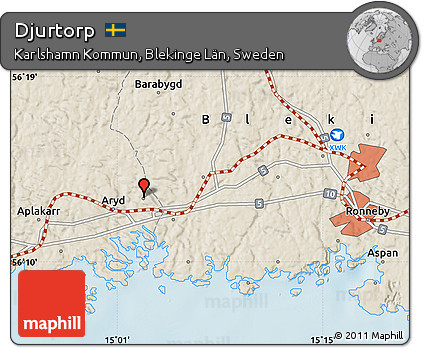 Shaded Relief Map of Djurtorp
