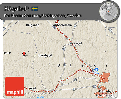 Shaded Relief Map of Högahult
