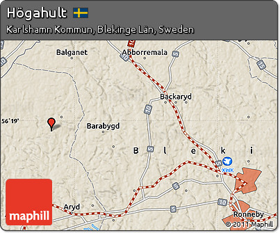 Shaded Relief Map of Högahult