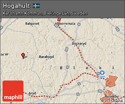 Shaded Relief Map of Högahult